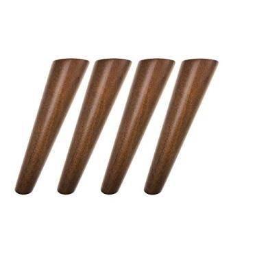 Imagem de Bikani Pernas de substituição para sofá cor nogueira redonda de madeira maciça Perfeitas para o meio do século moderno/ótimo corte IKEA para pernas de sofá, pernas de sofá, pernas de sofá, pernas de cama, pernas de mesa de café, 8 Inches,Set of 4
