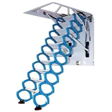 Imagem de Atualização escada escondida escada telescópica sótão puxar para baixo resistente dobrável compacto capacidade de 661 libras para uso doméstico