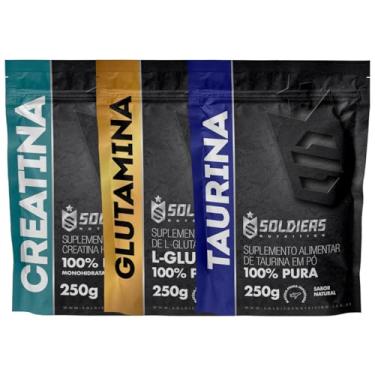 Imagem de Kit: Creatina Monohidratada 250g + Glutamina 250g + Taurina 250g - 100% Pura Importada - Soldiers Nutrition