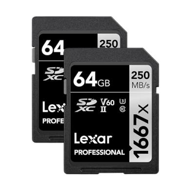 Imagem de Lexar Cartão profissional 1667x 64GB (pacote com 2) SDXC UHS-II (LSD64GCBNA16672) preto