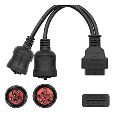 Imagem de Cabo Cummins 9 e 6 Pinos Adaptador Obd2 Caminhão Linha Pesada Trucks Cabo de Diagnóstico