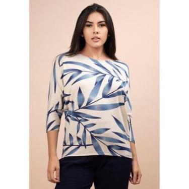 Imagem de Blusa Morcego Ampla Manga 3/4 Bambu Azul - M-Veste 42-Feminino