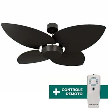 Imagem de Ventilador de Teto Com Controle Remoto Natuvent Dahlia No Light 4 Pás Madeira Preto (127, Volts)