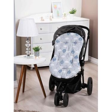 Imagem de Colchonete Capa Forro Dupla Face Super Macio para Carrinho Bebê 100% Algodão Várias Estampas (BALÕES CINZA)