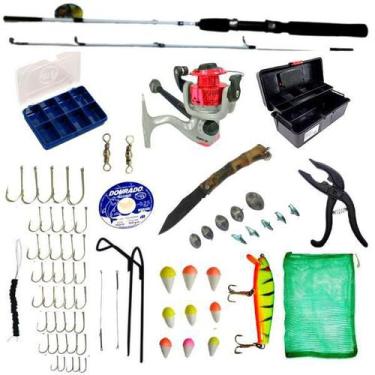 Imagem de Kit Pescaria Iniciante Vara Molinete Caixa Com Vários Itens - Sekyped