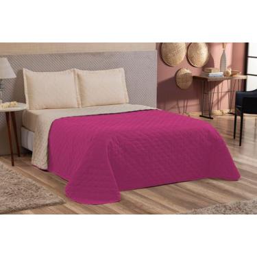 Imagem de Kit Colcha Cobre Leito Queen 4 Peças Com Lençol Elásticado pink/caqui 
