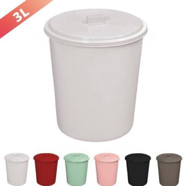 Imagem de Lixeira Multiuso 3L Com Tampa Colorida Usual Utilidades, Branco