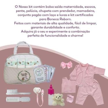 Imagem de Kit Saída Maternidade Bolsa Bege e Roupas + Acessórios