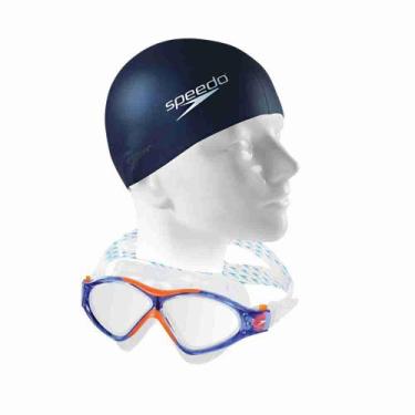 Imagem de Óculos de Natação Speedo Omega SF Swim Mask + Touca de Natação, Azul