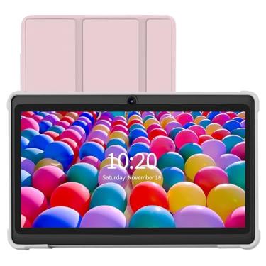 Imagem de VOLENTEX Tablet de 7 polegadas Android 11 32 GB de armazenamento (expansível 128GB) 2GB RAM Tablets, processador Quad Core Tablet PC, câmera dupla, Wi-Fi, tipo C, inclui capa de couro para tablet (rosa)