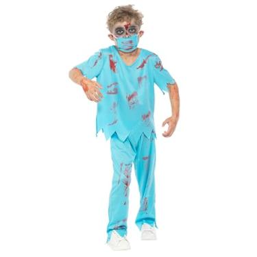 Imagem de Kids Zombie Surgeon Costume Spooky Halloween Party Bloody Doctor Fancy Dress Includes Bloodied Trousers, Top, Mask 9-10 Years