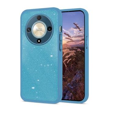 Imagem de Anlalish Capa para celular compatível com Honor Magic 6 Lite Glitter Honor Magic 6 Lite revestimento de silicone Fundas acessórios de proteção da câmera à prova de choque (azul)