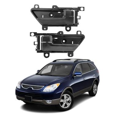 Imagem de Maçaneta interna (par), compatível com Hyundai Veracruz 2007-2012 | Motorista esquerdo dianteiro ou traseiro preto texturizado e passageiro direito | Substituição # 82610-3J000WS, 82620-3J000WS