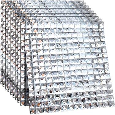 Imagem de Geetery 20 folhas de mosaico de vidro espelhado, azulejo de diamante de cristal, 30,5 x 30,5 cm, para cozinha, backsplash, banheiro, parede, piscina, faça você mesmo