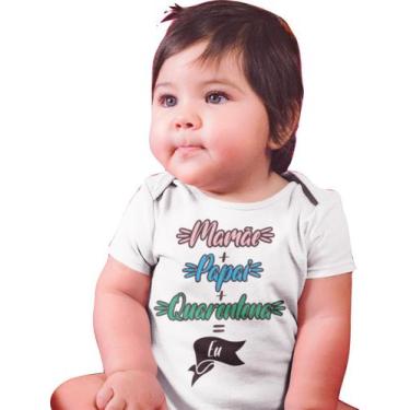 Imagem de Body Bebê Infantil Mamãe + Papai + Quarentena = Eu Branca - Del France