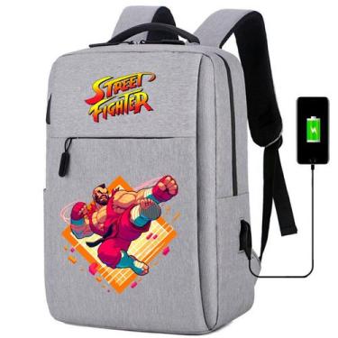Imagem de Mochila USB Escolar Estampa Infantil Street Figther Notebooks, Trabalh
