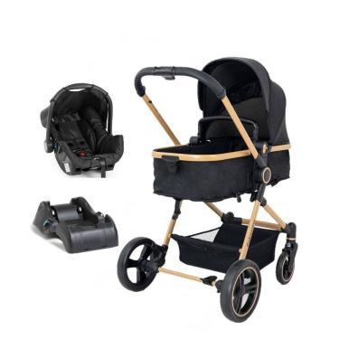 Imagem de Carrinho Ivy Trio Gold com Bebê Conforto e Base Galzerano