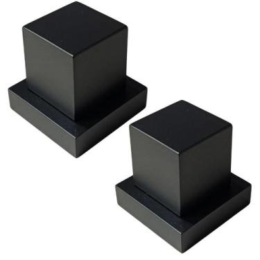 Imagem de Kit 02 Acabamentos Registro Volante Quadrado Metal Preto - Montelar Ac