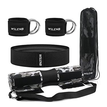 Imagem de Conjunto de almofadas de barra para agachamentos e impulsos no quadril, conjunto de peso de barra, almofada protetora de pescoço e ombro com 2 tiras de tornozelo para academia, faixas de resistência