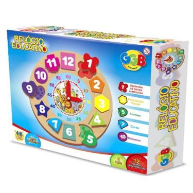 Imagem de Brinquedo Educativo Infantil Relógio c/ Formas Geométricas  - GGB Brin