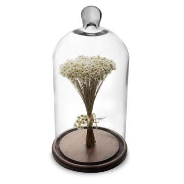 Imagem de Arranjo de Flores Secas Sempre Viva na Cupula Branca  Ht - Preservadas