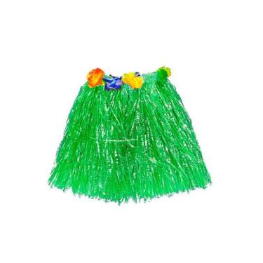 Imagem de Saia Havaiana - Adereço de Carnaval  - Verde - 30cm - Mod:466 - 01 uni