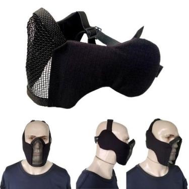 Imagem de Mascara Meia Face Confort Metal Proteçao Orelha Paintball Tatica Resis