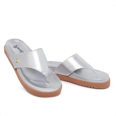 Imagem de Sandália Papete Chinelo Dedo  Feminino Prateada - Myrol Outlet, 35, Pr