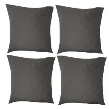 Imagem de kit 4 capas de almofada com zíper 50 x 50 com enchimento cinza escuro 