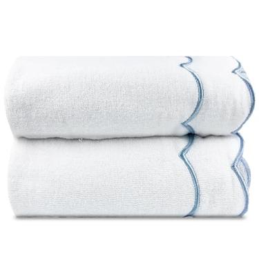 Imagem de laoyuandamai 2 peças de toalhas de banho 100% algodão para banheiro, 68 x 137 cm, toalhas de banho recortadas bordadas, decorativas, 500 g/m2, toalha de banho absorvente macia para banheiro, hotel,
