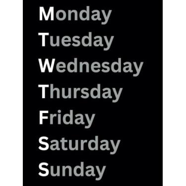 Imagem de Monday to Sunday Hardcover Notebook—8.25 x 11 inches, 182 pages, dotted lines, black and white interior, sturdy hardcover, making it perfect for planning, journaling, and creative expression.