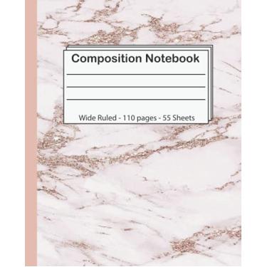 Imagem de Composition Notebook: Wide Ruled Paper Notebook Journal, Blank Wide Lined Workbook for Girls Boys Kids Teens Students, Pretty Gold Purple Turquoise Liquid Marble