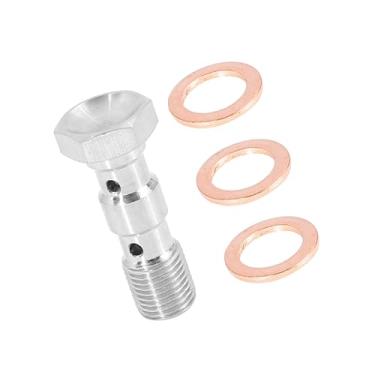 Imagem de Partuto 1 conjunto M10x1.0 rosca métrica parafuso duplo banjo adaptador de encaixe de freio com arruelas para substituição de carro de motocicleta