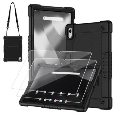 Imagem de Kebiory Capa para Walmart Onn 27.9 cm Tablet Pro 2024/Onn 27.9 cm Tablet Pro (100146660) 2024, compatível com crianças, com alça de ombro, 2 peças, protetor de tela de vidro temperado (preto + 2