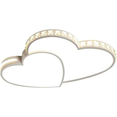 Imagem de Plafon LED 24 W regulável com controle remoto, design em formato de coração, plafon acrílico cristal, refletor de teto metálico para sala de estar, sala de jantar, quarto, banheiro, lâmpadas