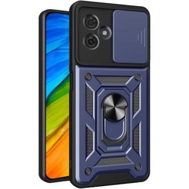 Imagem de Fofvccv Capa com suporte para Motorola G54 5G com capa deslizante para câmera, capa à prova de choque de grau militar com suporte de anel girado para Moto G54 5G SJ azul