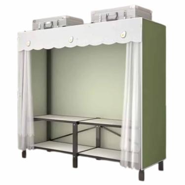 Imagem de Guarda-roupa Armário de cortina de malha, armário dobrável, sem instalação, minimalista, guarda-roupa grande de pano oxford para sala de aluguel armário