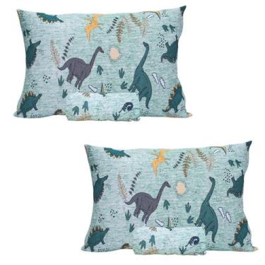 Imagem de Kit 2 jogos de lençol Solteiro c/ Elastico Dinossauro Verde - Portalla