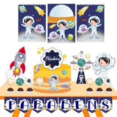 Imagem de Kit Festa Decoração Aniversário Astronauta infantil com caneta - DBMRC