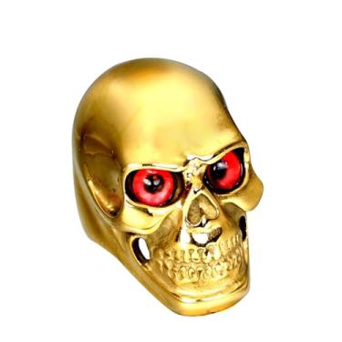 Imagem de HIJONES Anel masculino de caveira de aço inoxidável, Metal, Metal
