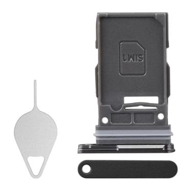Imagem de BESJMYT Substituição da bandeja do cartão SIM para Samsung Galaxy S24 Plus (versão SIM único) Adaptador de suporte para compartimento de cartão preto ônix com ejetor de agulha para S24+ Plus SM-S926U