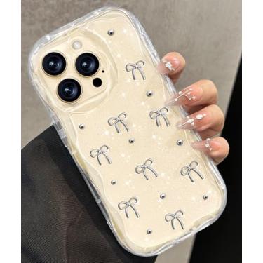 Imagem de Toycamp Capa feminina para iPhone 12 Pro de 6,1 polegadas - Linda gravata borboleta feminina para iPhone 12Pro, capa 3D Y2K, prata, branca, ondulada, design estético, bonito, exclusivo, para iPhone 12