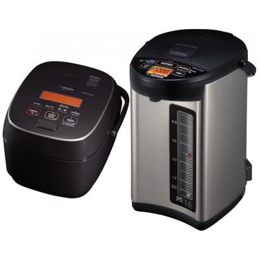 Imagem de Kit Panela de Arroz Elétrica 10 Xícaras NW JEC10BA e Chaleira Elétrica 5 Litros JAC50XB, 110V, Zojirushi, Preta