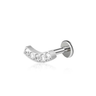 Imagem de ZYTAIJEW 16G G23 titânio rosca interna curva CZ Bar Labret Monroe Lip Tragus cartilagem piercing piercing de nariz joia 6 mm/8 mm/10 mm, Titânio, Sem Pedra Preciosa