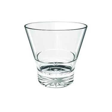 Imagem de TrueCraftware - Vidro de rocha em forma de V de 340 g policarbonato com base pesada Starburst cor transparente vem em cada - copo de coquetel de licor para bar copo de uísque à moda antiga pedras