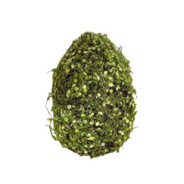 Imagem de Enfeite Decorativo de Páscoa - Ovo Rústico com Folhas Verdes - 26cm - 