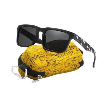 Imagem de Óculos de Sol Polarizados Pretos Foscos Masculinos - Com Estojo e Hast