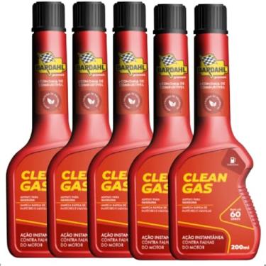 Imagem de Kit 5 Aditivo Bardahl Clean Gas Combustível Gasolina 200ml