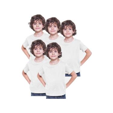 Imagem de 5 Camisetas Infantil Lisa 100% Poliéster Camisa Sublimação Branca - De