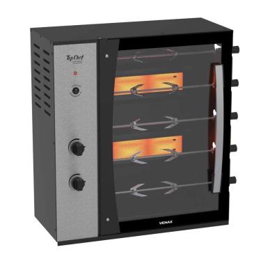 Imagem de Forno Assador Rotativo a Gás 5 Espetos Top Chef Gourmet Preto - Venax